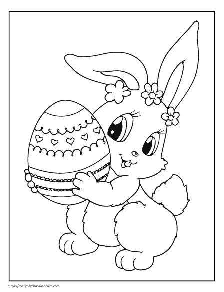 Bunny Holding Easter Egg Coloring Page